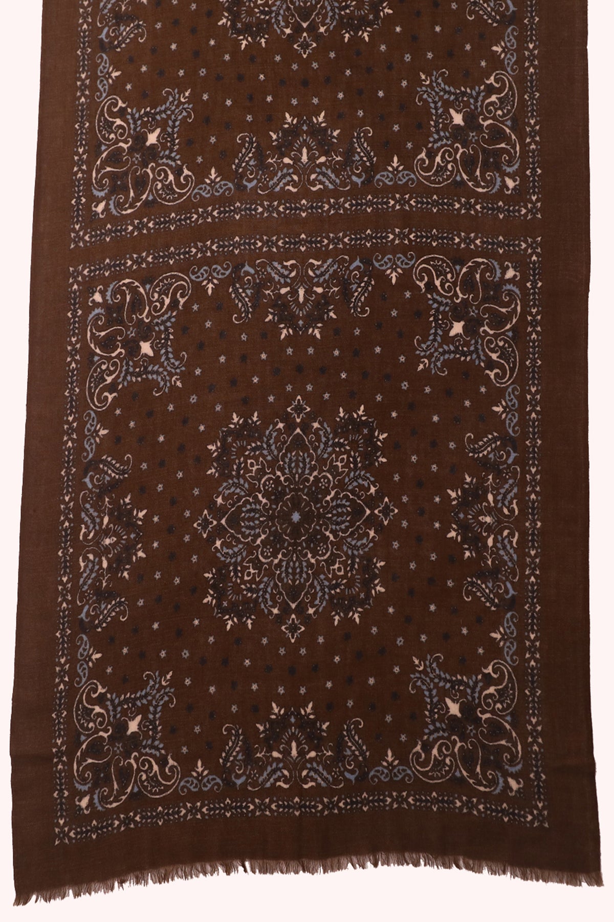 Starlight Paisley Print Wool Scarf - Wood-brown | SVEŽElife-1