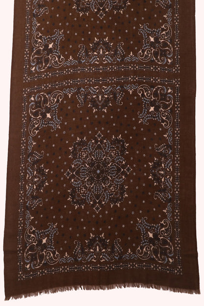 Starlight Paisley Print Wool Scarf - Wood-brown | SVEŽElife-1