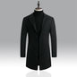 Long trench coat men's Korean style slim woolen coat