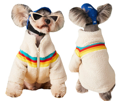 Pet Color Striped Casual Fashion Lamb Wool Coat