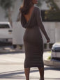 Backless Long-sleeved Bodycon Dress