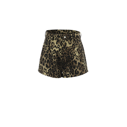 Women's Fashionable Cotton-Linen Slim-Fit Leopard-Print Casual Pants