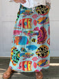 Casual Temperament Commute Floral Stripe Women's Skirt