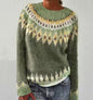 Women's Round-neck Color-block Loose Sweater