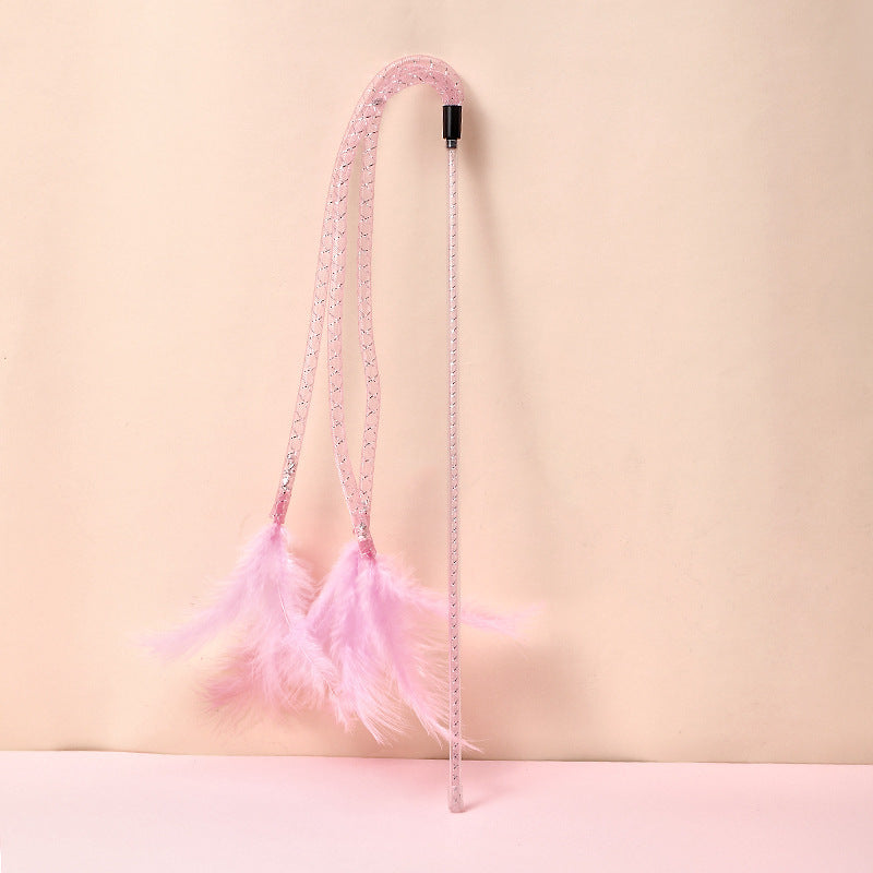 Cat Toy Teaser Plush Feather Bell Teaser Relieving Boredom Self-Hi Pet