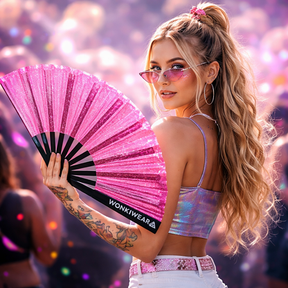 XL Festival Fan - Disco Glitter, Pink