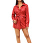 Autumn And Winter Long Sleeve PU Lady Fashion Business Mid-length Business Temperament Coat
