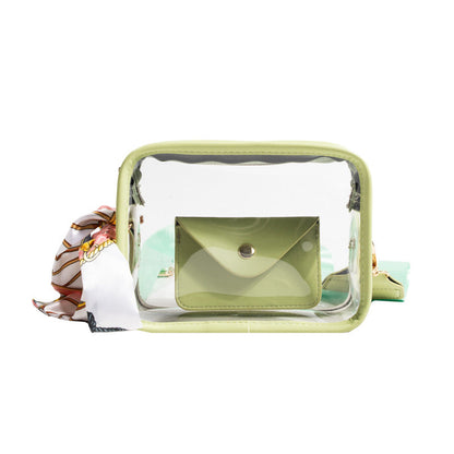 Women's Wide Shoulder Strap PVC Crossbody Transparent Bag