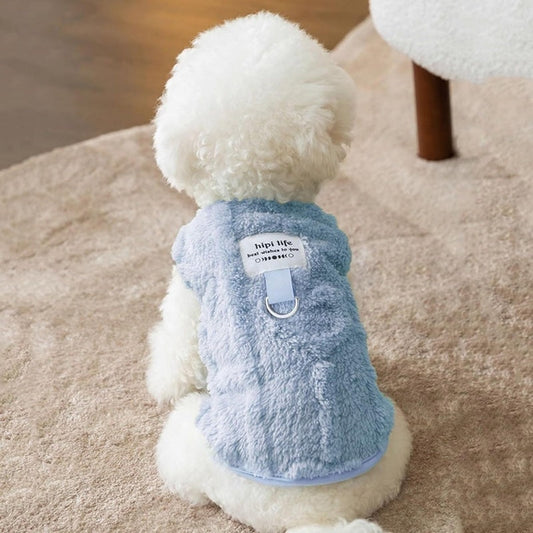 Autumn And Winter Dog Clothes Can Pull Simple Solid Color Two-legged Down Jacket Cat Warm Vest Pet Clothing
