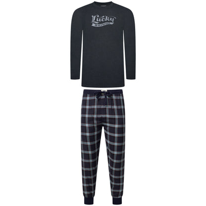 Lucky Brand Crew Neck & Closed Hem Flannel Pant Pyjama Set
