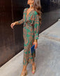 Sophia | Vintage Printed V-Neck Long-sleeve Elegant Dress