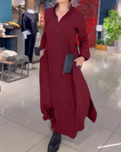 Tamira | Side Slit Lapel Loose Long Dress