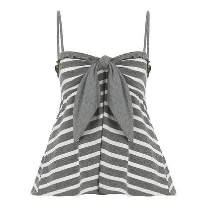 V-neck Bow-knot Design Casual Short Loose-fit Vest