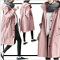 Casual Style Windbreaker Women's Mid-Length Waist Long-Sleeved Jacket