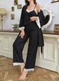 Women's Lace Trimmed Camisole Jacket And Cherry Print Trousers Three Piece Set