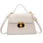 Fashion Twist Lock Shoulder Messenger Bag Solid Color
