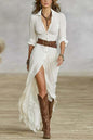 Women's Sexy Solid Color Irregular Pleated With Belt Dress