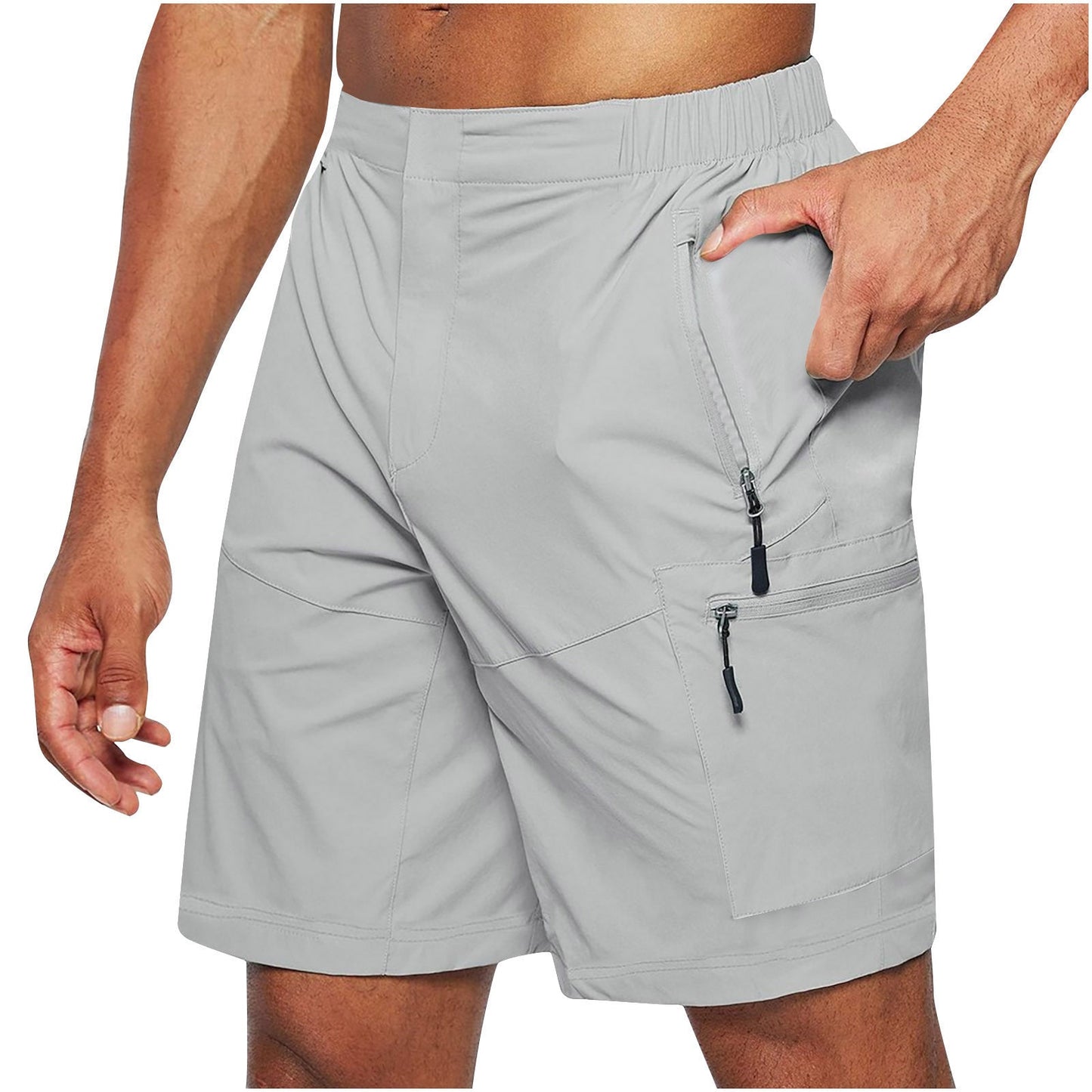 Men'S Casual Elastic Waist Strap Summer Shorts Casual Fit Fashion Outdoor Long Shorts For Men Knee-Length Straight Leg Pants Shorts