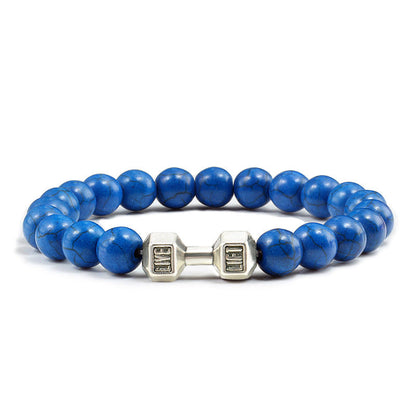 Turquoise Energy Healing Bracelet - Gun Black Barbell Bead Bracelet for Men & Women | Natural Stone Jewelry