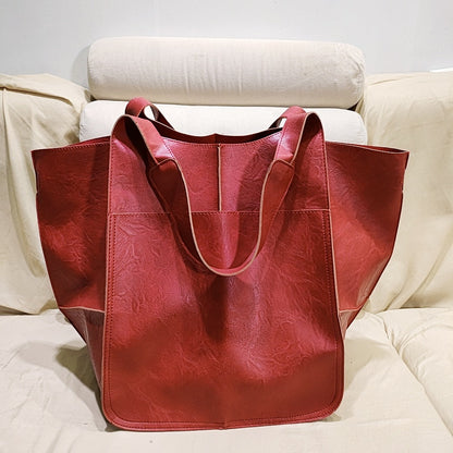 Vintage Large Capacity Handbags PU Soft Leather Big Bag Designer Luxury Women Shoulder Bag Beach On Vacation Woman Tote Bag