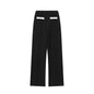 Contrast Color Beaded Leather Round Neck Top Stretch High-waisted Trousers Suit