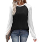 Long Sleeve Color Matching Casual All-match Round Neck T-shirt