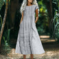 Women's Solid-Color Loose-Fitting All-Match Cotton-Linen Dress With Pockets