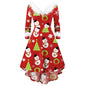 Women's Christmas Long Sleeve V-neck Irregular Dress