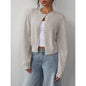 Chic Long Sleeved Knitted Cardigan Fashion Slim Solid Color Short Sweater For Women Clothing