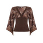 American-style Retro Floral-print V-neck Cinched-top