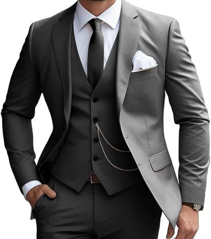 Men's Premium Slim Fit 3-Piece Business Suit - Formal Wedding Banquet Tuxedo Set