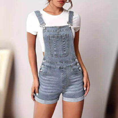Slim-fit Denim Overalls With Straps