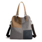 Women's Fashion Retro Patchwork Large Capacity Canvas Bag