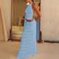 2 Piece Beach Outfit Sleeveless Backless Halter Top And Pleated Long Skirt