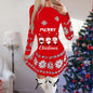 Christmas Print Round Neck Long Sleeve Dress