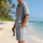 Mens Loose, Breathable Linen Hooded Casual Set