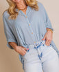 Women's Striped Fashionable Loose-fit Three-quarter-sleeve Shirt