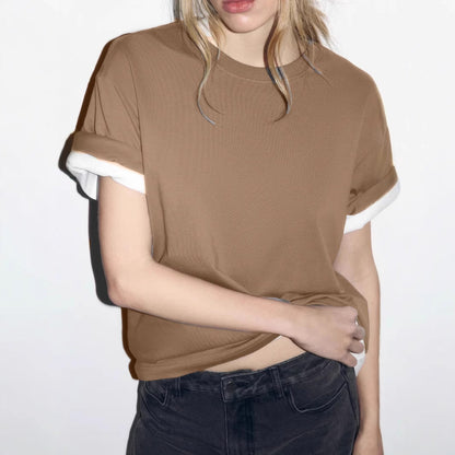 Arrival Cotton Crew-Neck Solid-Color Versatile T-Shirt