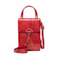 Korean style ladies tassel oil wax leather crossbody bag