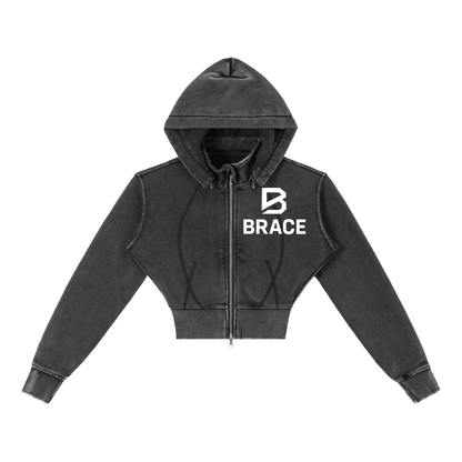 Cropped Fleece Hoodie - Vintage Washed Gym Hoodie | BRACE