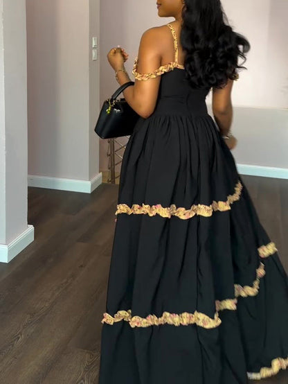 Black Lace Halter Dress