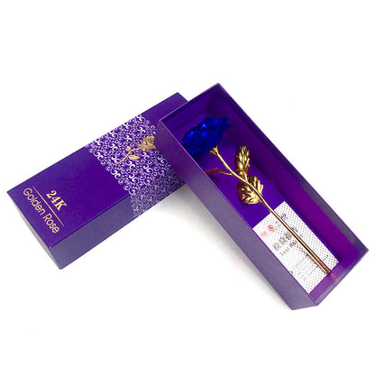 24K Luminous Color Gold Rose Flower Set