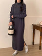 Half Turtleneck Base Knitting Dress Overknee Long