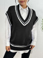 Environment European And American Women's Clothing Color Matching Casual Wool Vest Sweater