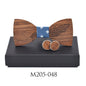 Business Leisure Feather Carving Wooden Tie Cuff Buckle Set