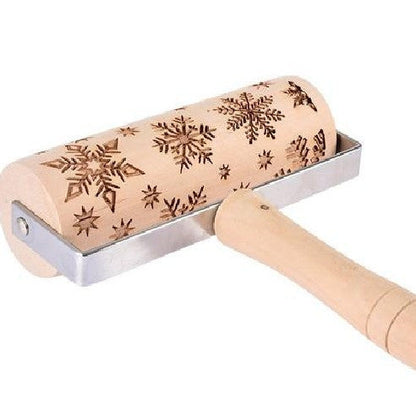 Push-Style Christmas Embossing Rolling Pin Printed Cookie Dough Stick Fondant Tool Baking Noodle Cake Dough Engraved Roller Q40