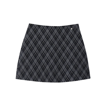 Retro Collegiate-style Tweed Mini Skirt Women's Skirt High-waisted Plaid Bodycon Skirt