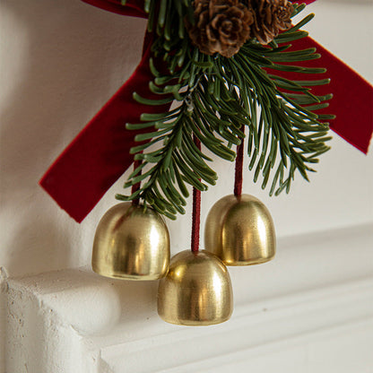 Christmas Little Bell Shape Velvet Bow Small Hanging Piece