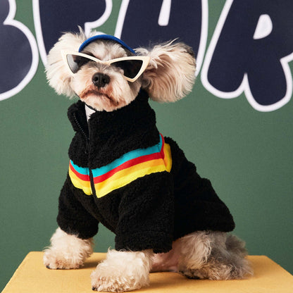 Pet Color Striped Casual Fashion Lamb Wool Coat