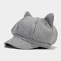 Retro Woolen Peaked Cap Women's Solid Color Painter Cap Tide